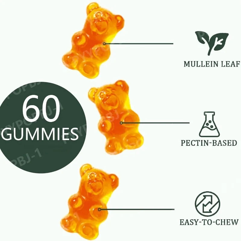 Mullein Leaf Gummies — Daily Lung Support, Respiratory Health & Sinus Relief Supplement 60 Pieces