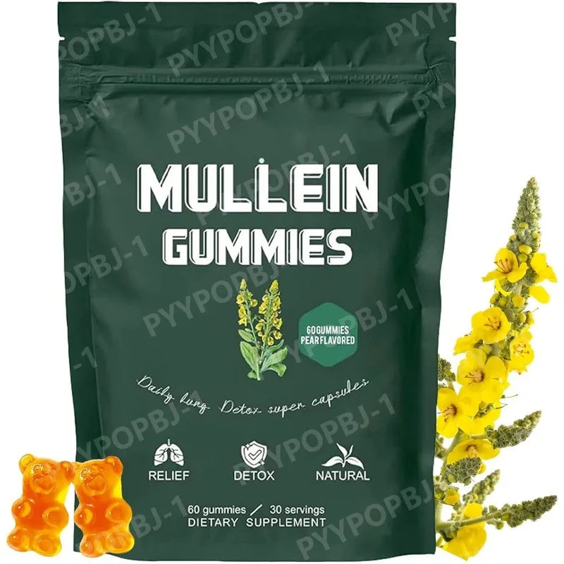 Mullein Leaf Gummies — Daily Lung Support, Respiratory Health & Sinus Relief Supplement 60 Pieces